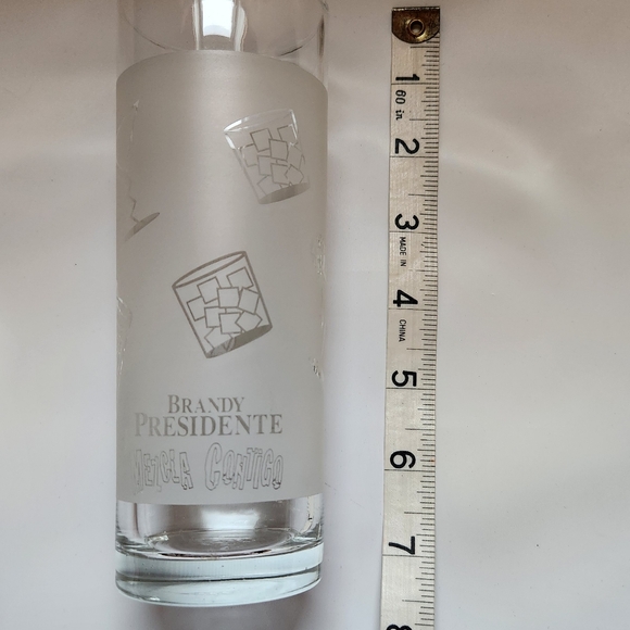 Set Of 2 Brandy Presidente Mezcia Contigo Frosted Bar Glasses - Picture 9 of 10